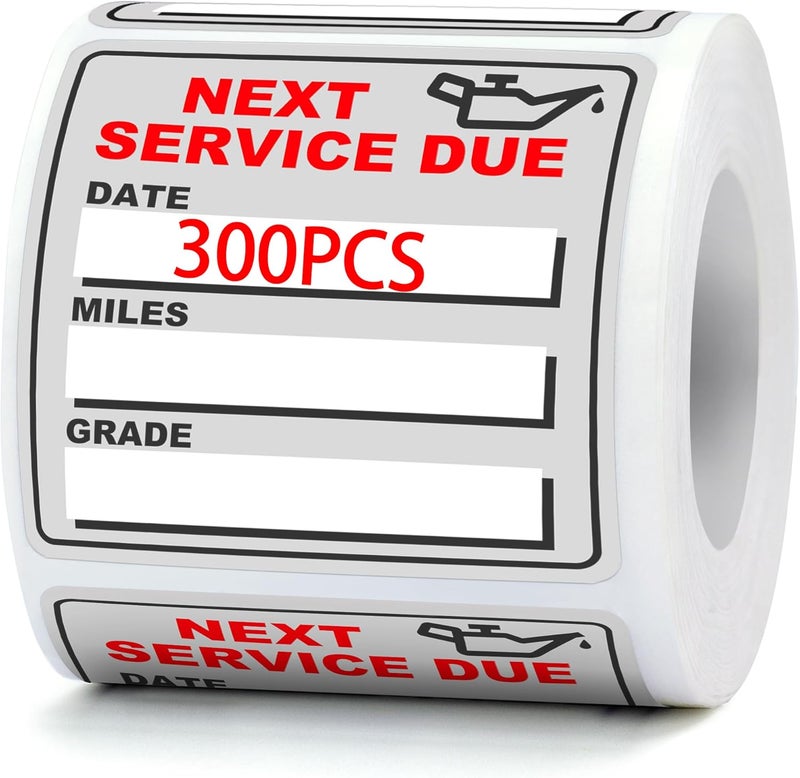 GUEER for Oil Change Stickers Vinyl 300 Pcs 2”x 2” Service Black Stickers, Next Service Due Reminder Sticker Labels, Easy to Write on, Easy to Peel with No Residue (Red2) - Image 1
